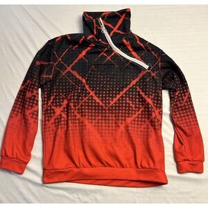 ACEGOLFS Women XL Quarter Zip Red Black Sweater Pullover Jacket Golf
